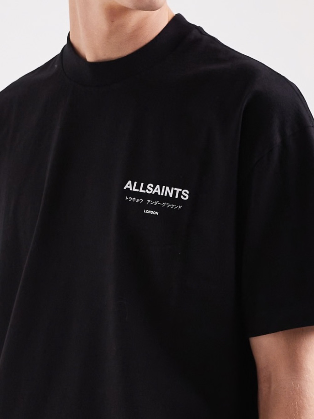 All Saints Black Short-Sleeve Logo Tee
